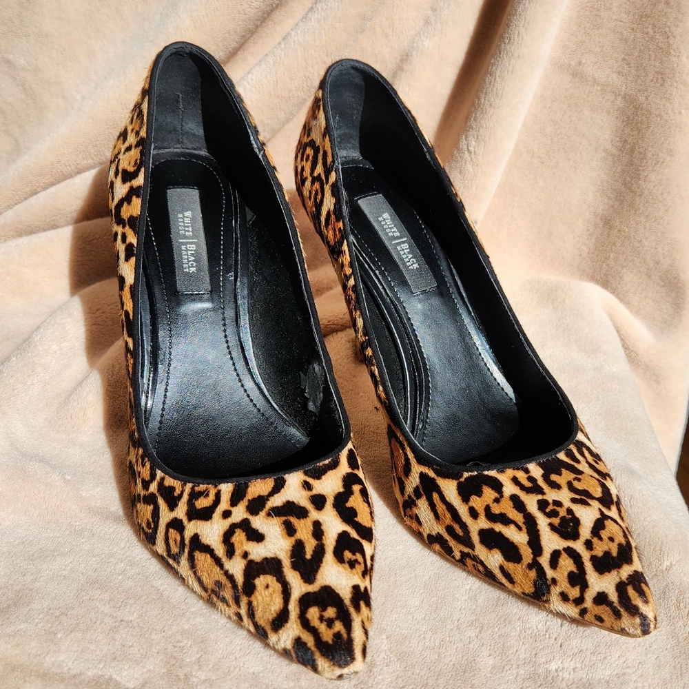 Calfhair leopard print heels